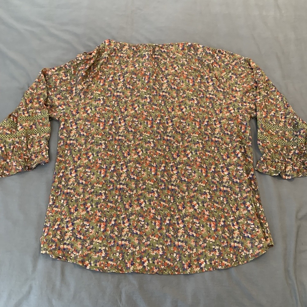 NWT BEACON APPAREL Floral Boho‎ Tunic Blouse 3/4 Sleeve Size 1X Hippy Peace Love - Picture 7 of 8